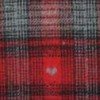 Schlafoverall (Flanell) RED AND BLACK WITH GREY HEARTS mit Po-Klappe